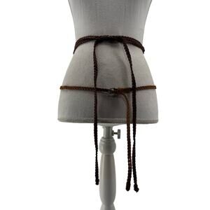 Womens Skinny Brown Belts Lot of 2 Casual Fashion Braided Weaved